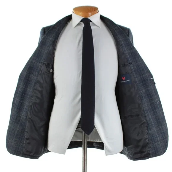 Cardinal of Canada NWT Wool Sport Coat Size 38R US In Gray & Blue Birdseye Plaid